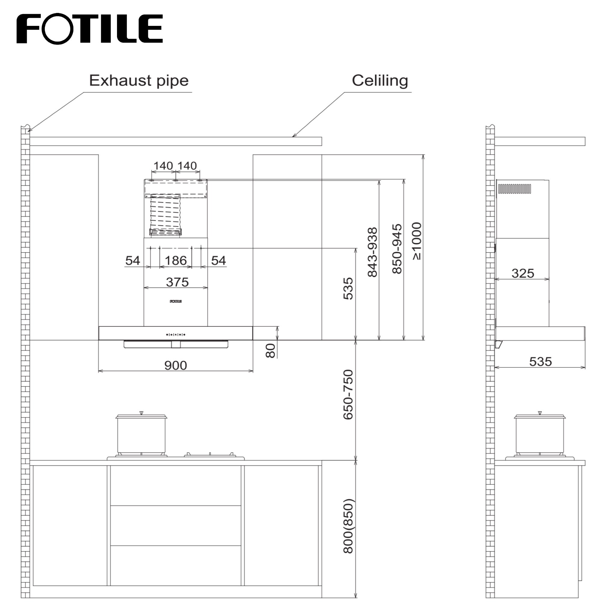 FOTILE EMS9021-R Recirculation Hood with 97.4% Oil Filtration Rate 